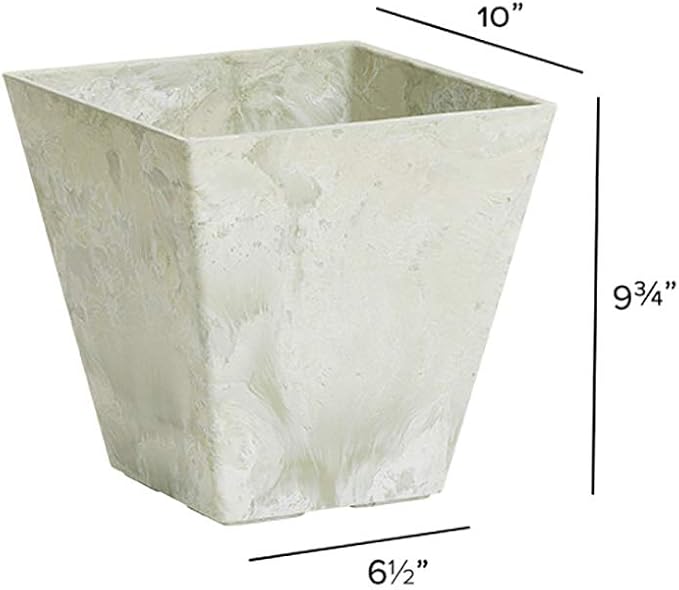 ArtStone 35106 Ella Square Planter, 10-Inch, Mint