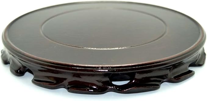 Rosewood Stand Oriental Style, Vase Stand, Fish Bowl Stand, Multiple-purpose Display Stand (Diameter 8” – Height 1” (Dia 20cmx2.5cm), Black)