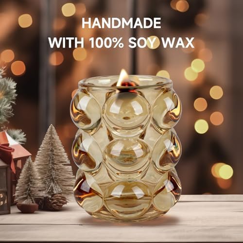 Amber Bubbles Glass Jasmine Scented Candles Gifts for Women, Scented Candles Unique Gifts for Women,Funny Cute Cool Cereal Soy Wax Candles for Home, Coffee Bar Scented for Holiday/Birthday