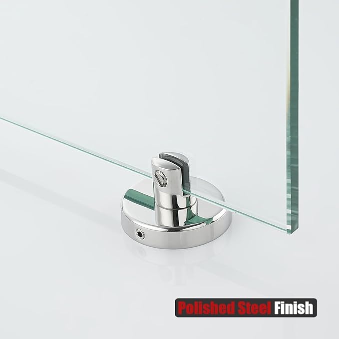 JQK Corner Glass Shelf, Polished Chrome Bathroom 304 Stainless Steel Shower Triangle Floating Wall Shelf, 10 x 10 Tempered Glass, 2 Pack, TGS190L10-CH-P2