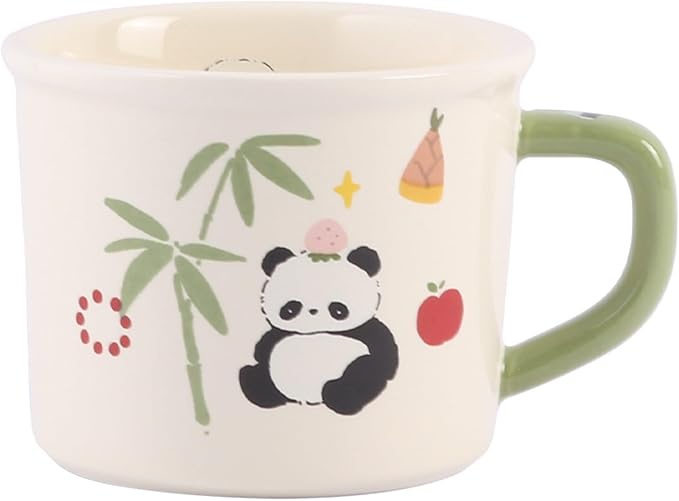 Ceramic Coffee Mug Coffee Cup Tea Cup with Handle 400ML/13.5OZ, Adorable Cartoon Panda Design, Novelty Gift (Panda with Apple)