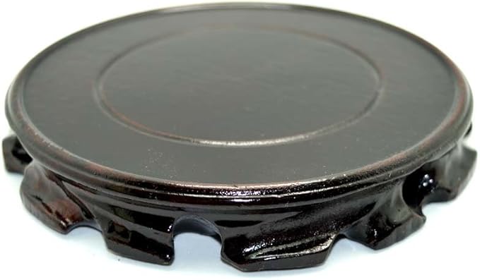 Rosewood Oriental Display Stand - Vase, Fish Bowl, Multiple-Purpose (5.5' Dia x 1' H, Black)
