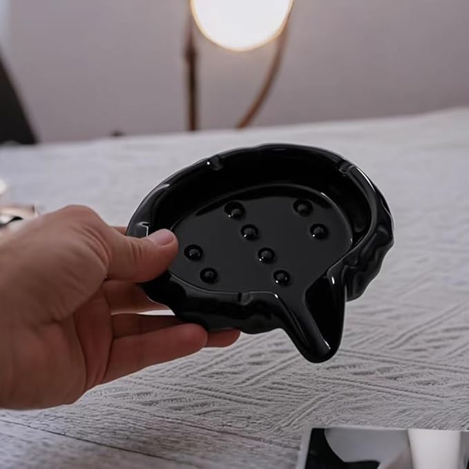 Ceramic Soap Dishes with Drain Spout, Modern Bathroom Countertop Soap Holder, Porcelain Soap Tray for Sink, Black.
