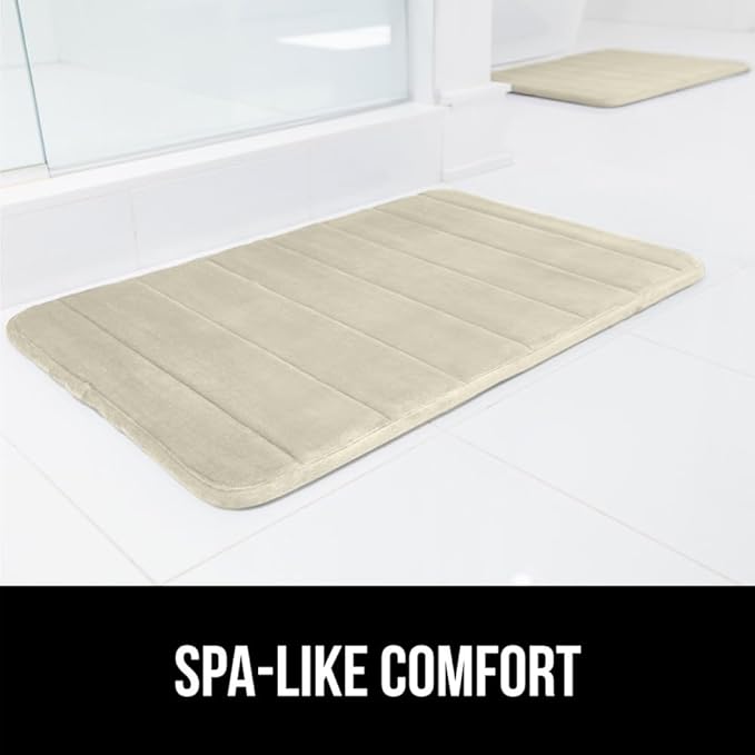 GORILLA GRIP Memory Foam Bath Mat, Soft Absorbent US Designed Bathroom Rug, Gripping Dots Machine Washable Bathmat, Cushioned Floor Mats, Shower Sink Rugs Room Décor Accessories, 60x24 Champagne