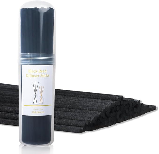 Reed Diffuser Sticks - Reed Sticks -Diffuser Refills - Natural Essential Oil Aroma Diffuser Sticks Rattan Wood Replacement for Aroma Fragrance 100 PCS(19cm*3.5mm Black Color)