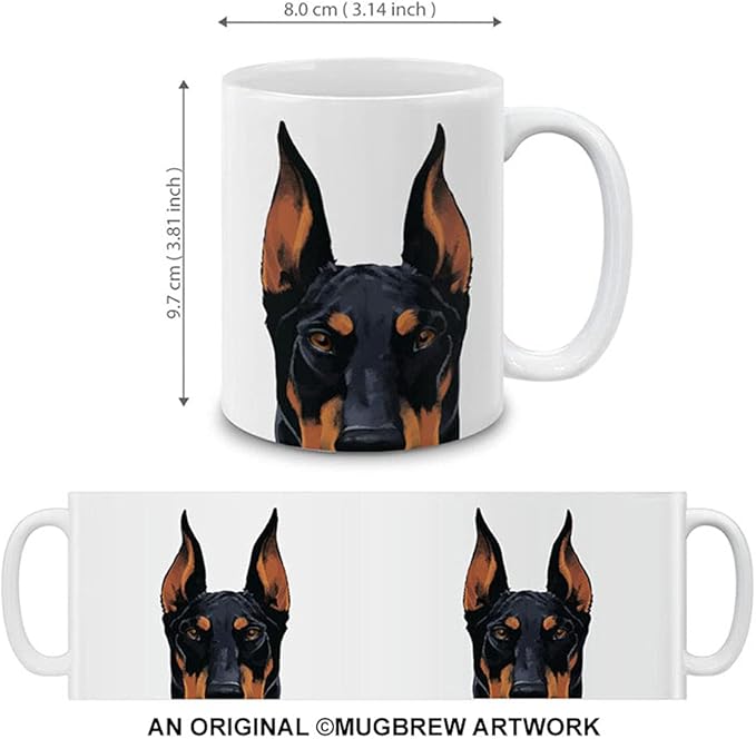 MUGBREW Black Rust Doberman Pinscher Dog Ceramic Coffee Mug Tea Cup, 11 OZ