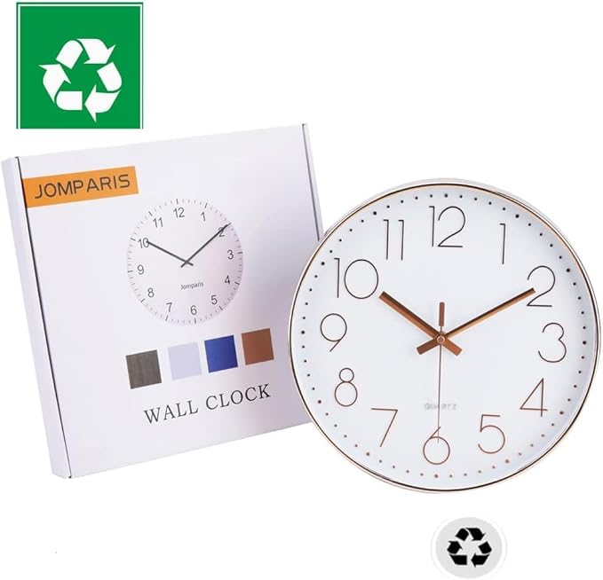 jomparis 12 Inch Silent Non-Ticking Battery Operated Quality Quartz Round Wall Clock Navy Blue Color Modern Decor Clock for Home Office Bedroom Classroom