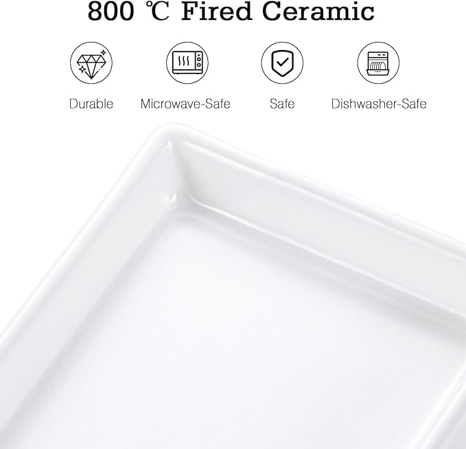 Luxspire Bathroom Vanity Tray, Mini Soap Dispenser, Small Ceramic Perfume and Jewelry Dish, Trinket Holder, Rectangle Candle Tray, Bath Organizer Kitchen Sink Narrow Dish, White
