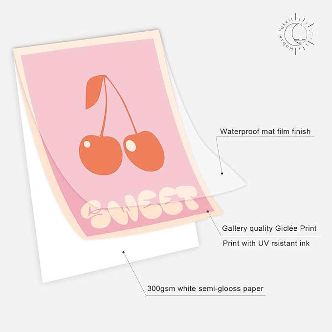 Habseligkeit Pink Gradient Aura Posters for Room Decor Aesthetic, Danish Pastel Cute Room Decor, Cozy Wall Art Prints for Girs Dorm Aesthetic Decor Unframed, 11x14in, Set of 6