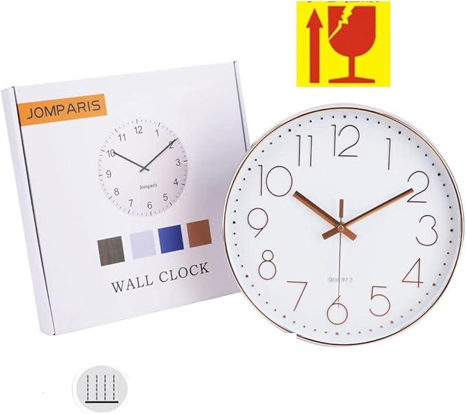 jomparis 12 Inch Silent Non-Ticking Battery Operated Quality Quartz Round Wall Clock Navy Blue Color Modern Decor Clock for Home Office Bedroom Classroom