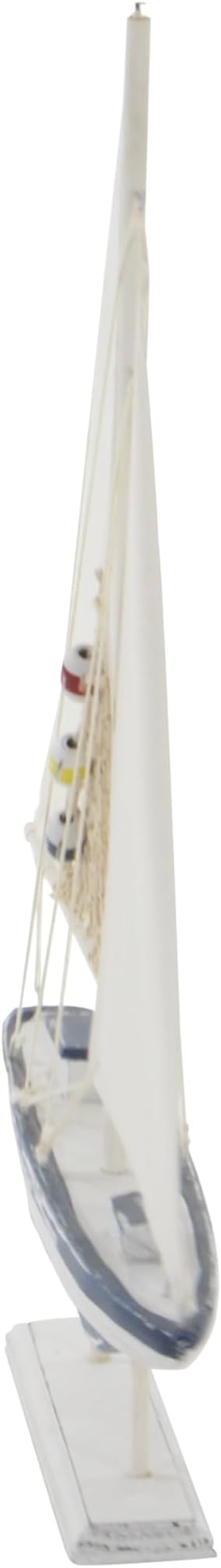 Deco 79 Wood Sail Boat Handmade Decorative Sculpture Home Decor Statues, set of 2 Accent Figurines 13" x 2" x 20", White