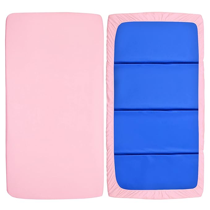 Nap Mat Sheet 24" x 48" x 4" Fitted Elastic Corners Preschool Day Care Rest Nap Mat Cover, Soft & Breathable Baby Sheets for Regalo My Cot Portable Toddler Bed and Joovy Travel Cot, Pink