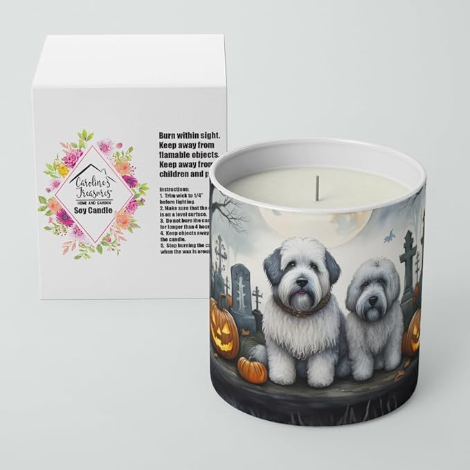 Caroline's Treasures DAC2071CDL Old English Sheepdog Spooky Halloween Decorative Soy Candle Nature Soy Wax Essential Oil Home Decor Ideal for Bedroom Kitchen Bath Office Gift, 10 oz