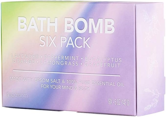 SpaRoom Soothe and Relax Handmade Natural Essential Oil Aromatherapy Bath Bombs, Set of 6, Spa Collection