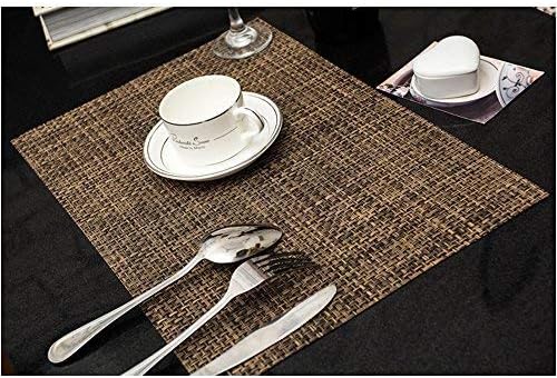 Zupro Placemats Set of 4 for Kitchen Dining Table Washable Braided Table Mats Heat-Resistant Placemats Non-Slip Woven PVC Vinyl Place Mats for Everyday use or Holidays Dinner BBQs 18"x12"(Coffee