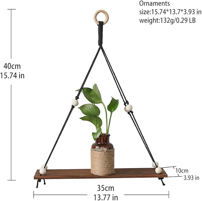 Artilady 2 Pack Wooden Wall Hanging Shelves - Macrame Hanging Plant Shelf Boho, Handmade Rustic Hanger Planter Rack Pot Stand Holder Storage Floating Shelves