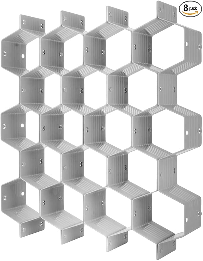 Poeland Drawer Divider Organizer Adjustable DIY Grid Honeycomb Drawer Divider for Underwear Belt Scarf Socks Gray