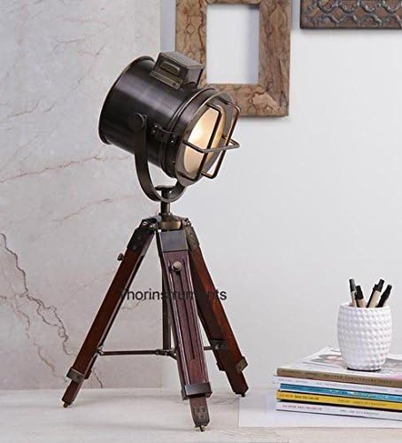 Designer Spot Light Marine Nautical Table Lamp Searchlight with Tripod Stand Rustic Vintage Home Decor Gifts