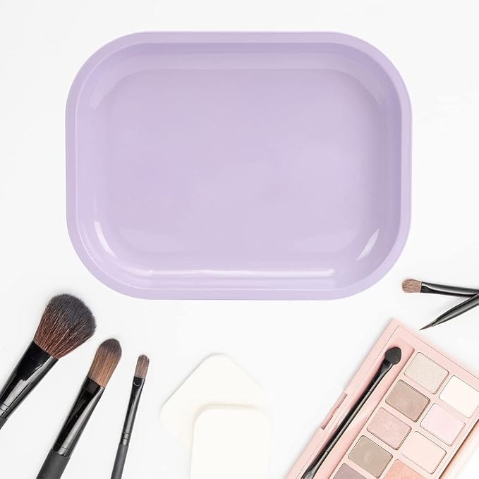 HOKirin Metal Tray With Soft Magnetic Lid, Small Blank With Spill Proof Cover, Cute Purple, Perfect for Home and On-The-Go, 7" x 5.5" x 0.6"