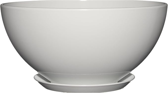 Classic Home and Garden Rosie Modern Planter w/Drainage - Contemporary Planter Bowls - Shallow Round Vases for Small Plants - Versatile Indoor & Outdoor Pots (10” Stark White)