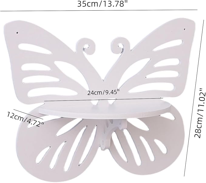 1Pcs Butterfly Floating Shelf Butterfly Shape Storage Rack Wood Wall Decor Bookshelf Picture Display for Bedroom Bathroom Living Room Decor Storage