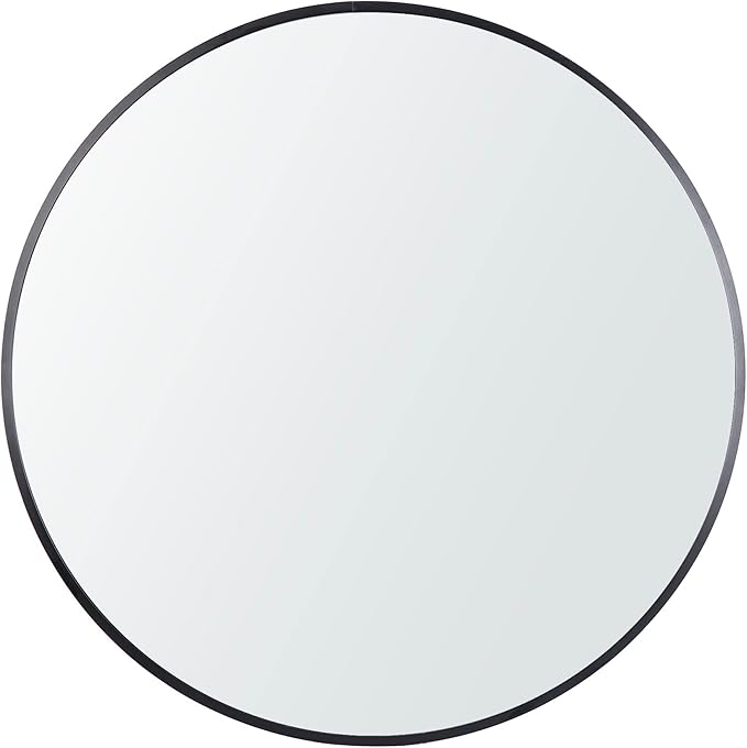 Smartxchoices Pack of 2 Black Round Mirrors 24 Inch, Metal Frame Wall Mounted Circle Mirrors, Vanity Mirror Wall Bathroom Décor, Washrooms, Living Rooms, Entryway