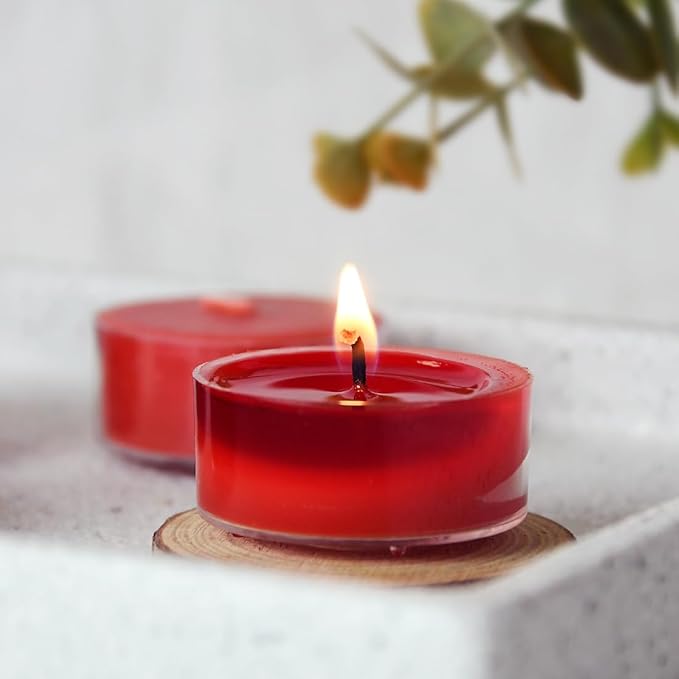 DEYBBY Scented Tealight Candles, Long Lasting Soywax Tea Candle Used for All of Holders|Clear Cup|12 Counts|Up to 4 Hour Burn Time|Apple
