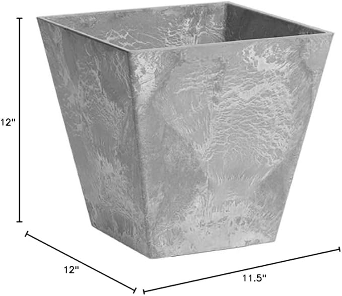 ArtStone 35120 Ella Square Planter, 12-Inch, Grey