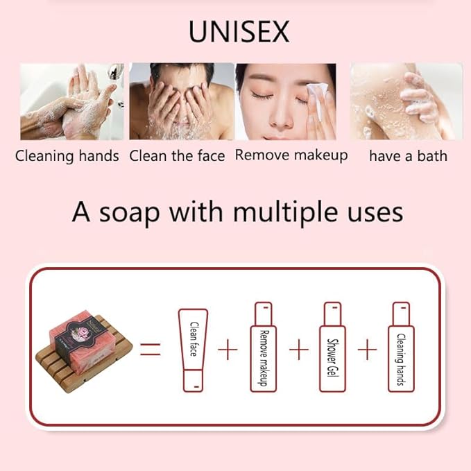 5PCS Rose Oils Soap Bar for Face & Body,Moisturizing,Softer Skin,Natural Handmade,Hypoallergenic Beauty Bar Sensitive Skin With Gentle Cleanser,Men and Women