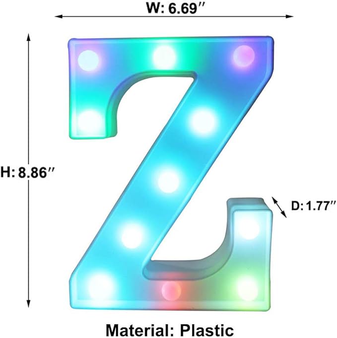 Pooqla Colorful LED Marquee Letter Lights with Remote – Light Up Marquee Signs – Party Bar Letters with Lights Decorations for The Home - Multicolor Z