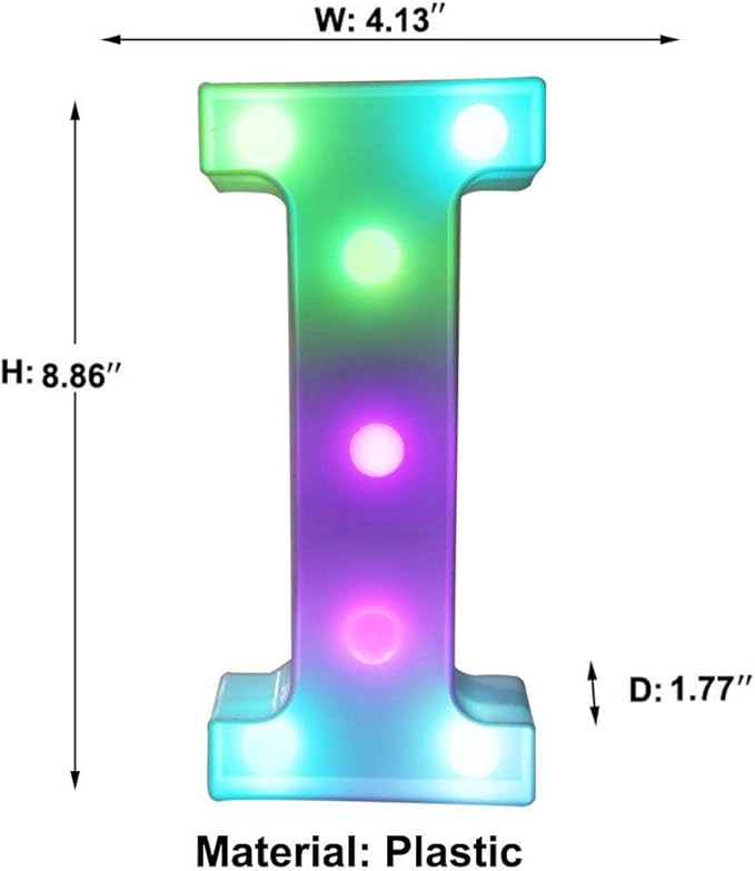 Pooqla Colorful LED Marquee Letter Lights with Remote – Light Up Marquee Signs – Party Bar Letters with Lights Decorations for The Home - Multicolor I