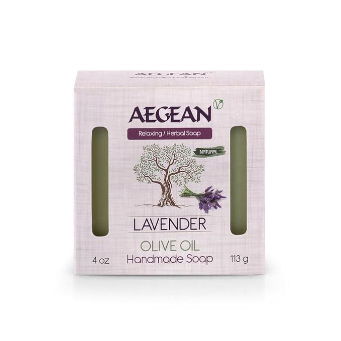 AEGEAN 100% Natural Bar Soap w/Organic Ingredients, Vegan Soap, Moisturizing, Handmade, Scented w/Premium Essential Oils, Body Soap Bars for Women & Men