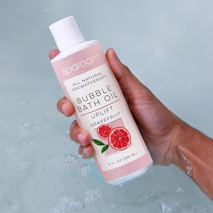 SpaRoom All Natural Hydrating and Nourishing Aromatherapy Foaming Bubble Bath Oil with Jojoba Oil, Olive Oils and Aloe, 8 oz, Uplift-Grapefruit