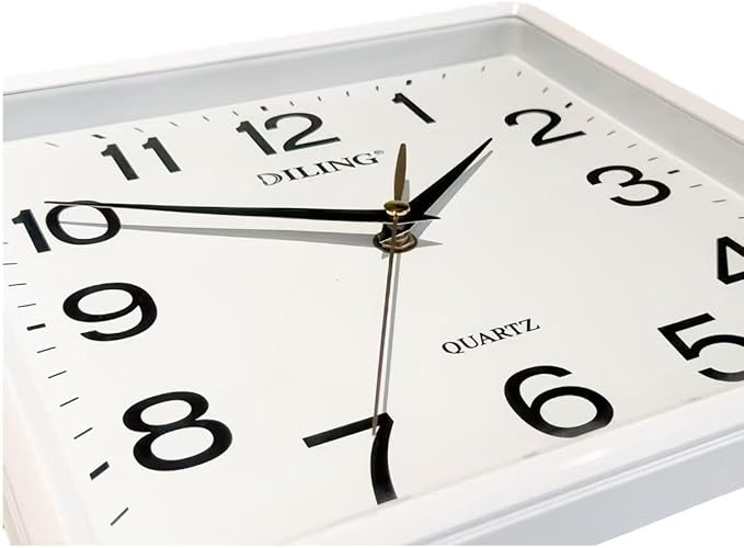 Square Wall Clock 10 Inch Silent Non Ticking Quality Quartz High Accuracy Battery Operated Office Living Room Bedroom Kitchen or Study Decor(Pearl White)