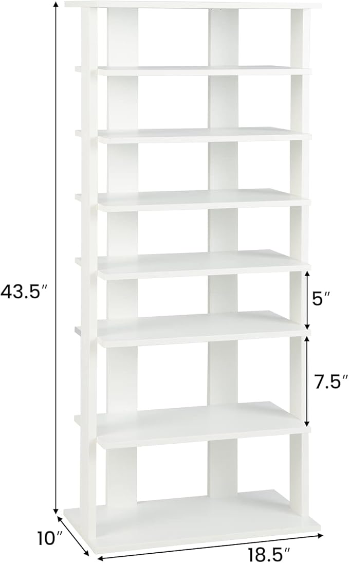 Tangkula 8-Tier Vertical Shoe Rack, Space-Saving Corner Shoe Organizer for 14 Pairs, Narrow Shoe Storage for Entryway, Front Door, or Closet