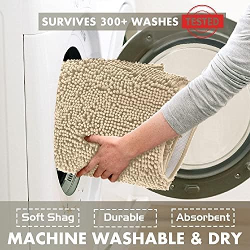 LuxUrux Bathroom Rugs Sets 2 Piece: Quick Dry, Soft Plush Anti-Slip, Super Absorbent. Includes Rectangular (31x20 inches) & U-Shaped Toilet Mat (20x20 inches) | Birch