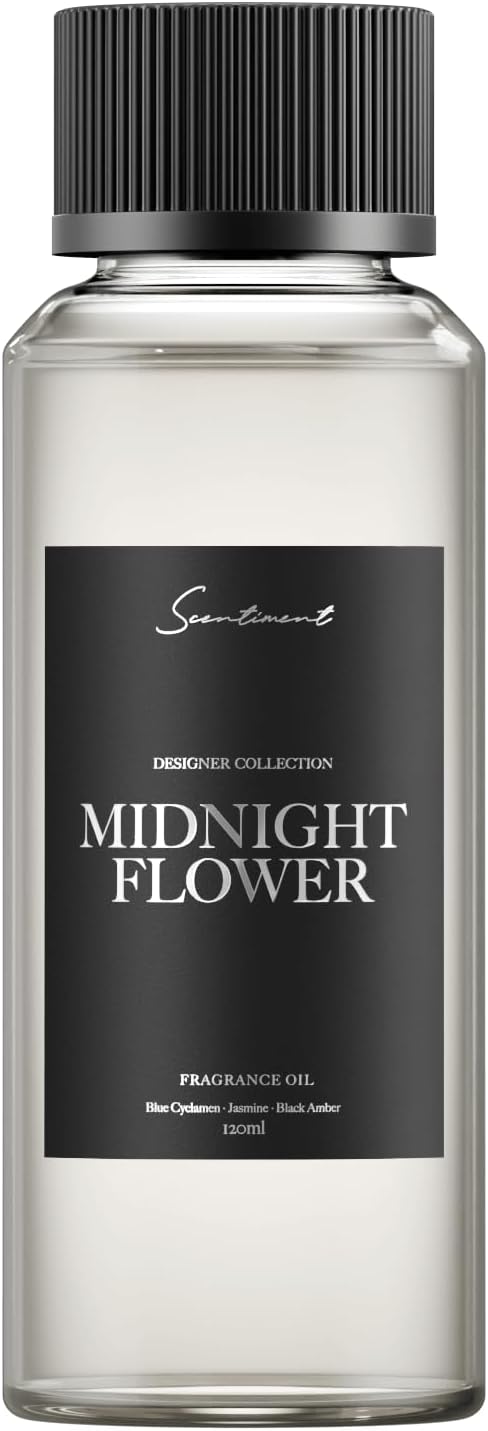 Midnight Flower Designer Collection Diffuser Oils | Aromatherapy Home Fragrance | Luxurious Scent with Notes of Blue Cyclamen, Jasmine, Black Amber 120ml