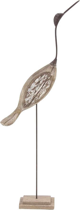 Deco 79 Wood Bird Decorative Sculpture Home Decor Statues, Set of 2 Accent Figurines 28", 34"H, Brown