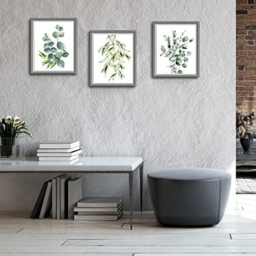 Zonon 9 Pcs Botanical Plant Wall Prints Eucalyptus Wall Decor, 10" x 8" Boho Sage Green Leaves Decoration Posters, Unframed Minimalist Art Prints for Bathroom Living Bedroom Kitchen