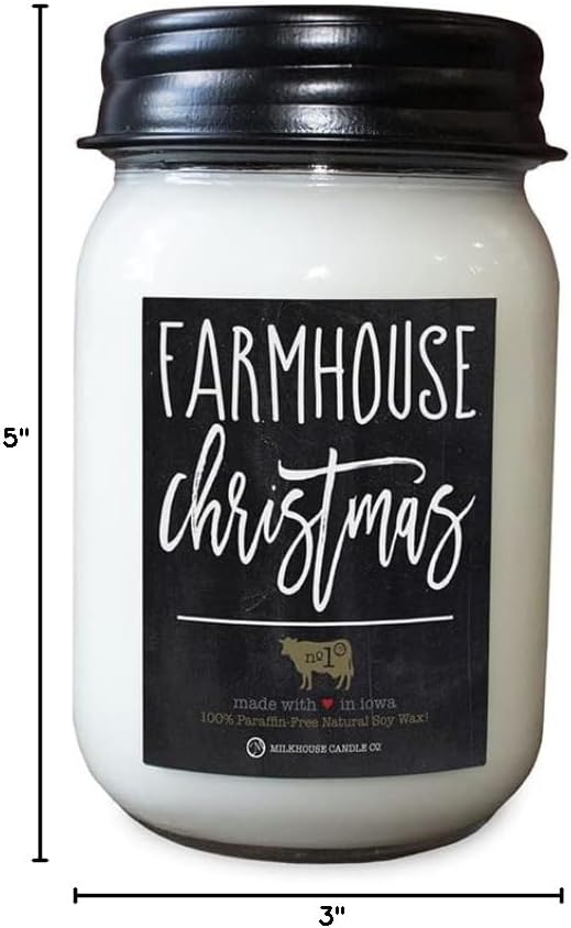 Milkhouse Candle Company - Farmhouse Christmas - 13oz Beeswax and Soy Candles - Farmhouse Collection - 100% Natural, Paraffin Free, with Premium Fragrance Oil, Glass Jars with Lids