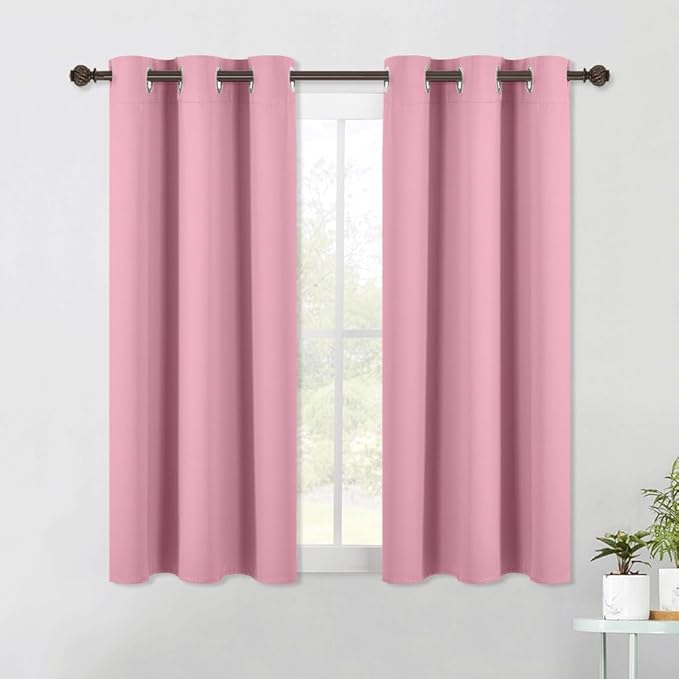 NICETOWN Blackout Curtains & Drapes for Bedroom, Rouge Pink, W34 x L40, Set of 2, Triple Weave Grommet Top Thermal Insulated Light Blocking Panels for Bathroom/Living Room