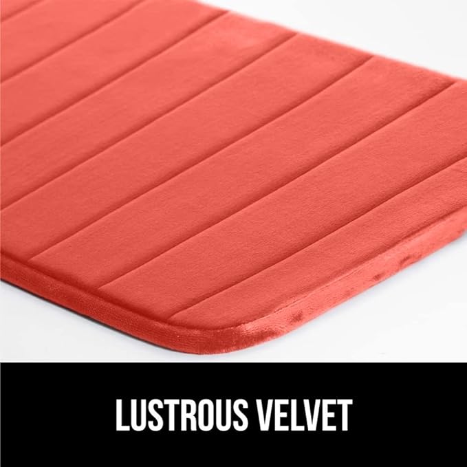 GORILLA GRIP Memory Foam Bath Mat, Soft Absorbent US Designed Bathroom Rug, Gripping Dots Machine Washable Bathmat, Cushioned Floor Mats, Shower Sink Rugs Room Décor Accessories, 24x17 Coral
