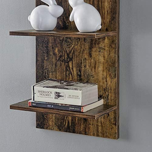 Danya B. Narrow Decorative Wall Mount Vertical Shelving Unit – Modern Column with 5 Shelves Home or Office for Books, Décor Display (Pine)