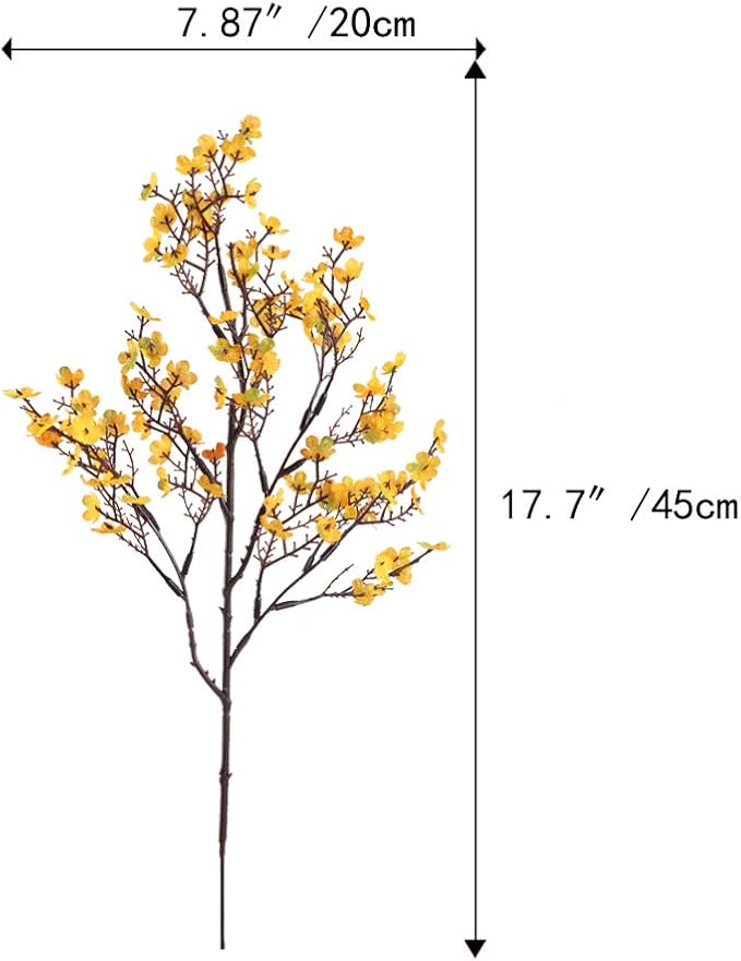 AILANDA 6 PCS Artificial Flowers Babys Breath Bouquet Real Touch Silk Floral Arrangement Orange Gypsophila Flowers for Christmas Home Wedding Table Centerpiece Fireplace Vase Filler
