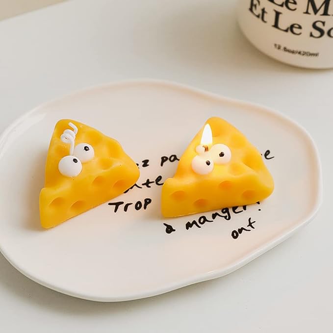 Cute Cheese Shaped Scented Candle,30G Aroma Soy Wax Decorative Candle for Table Photo Prop Birthday Gift,Prefect for Meditation Stress Relief Mood Boosting Bath