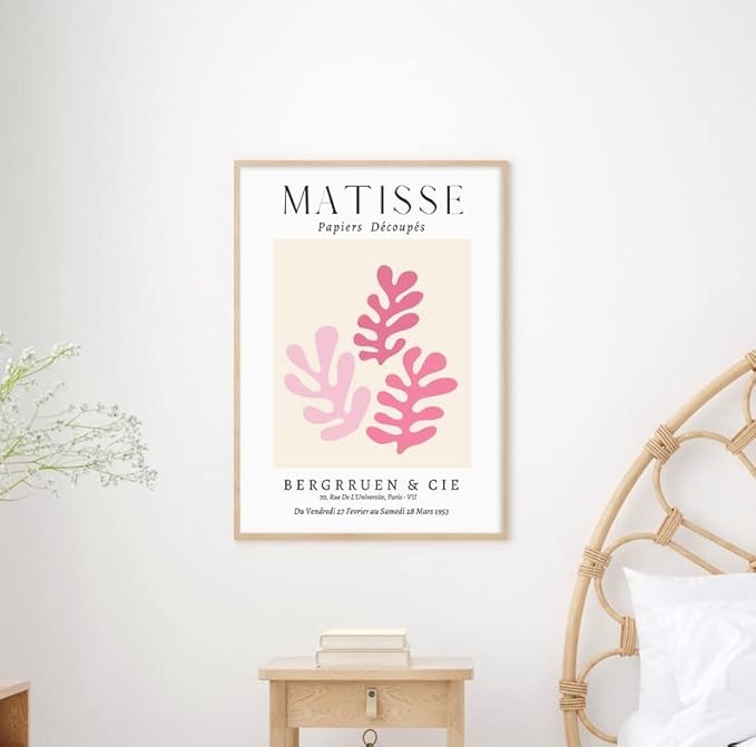Matisse Wall Art Decor Set of 3,Abstract Matisse Wall Art Exhibition Posters,Unframed sage Pink wall art,Truly Quality Canvas Prints for 12x16in,Art Poster Decoration for Kitchen,