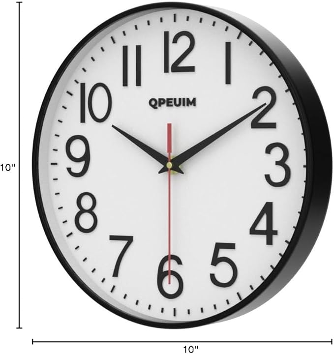 Wall Clock Wall Clocks Silent Non-Ticking Battery Operated Large Easy to Read with Stereoscopic Dial Ultra-Quiet Movement Quartz for Office Classroom School Home Kitchen (10 inches)…