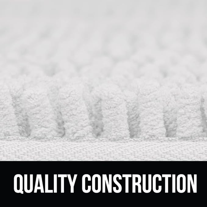 KANGAROO Bathroom Rugs, Chenille Soft Absorbent Bath Rug, Shaggy Shower Mat, Quick Dry Machine Wash Bathmat, Plush Carpet Mats for Tub, Bathtub and Room Home Decor Accessories, 24x17, White