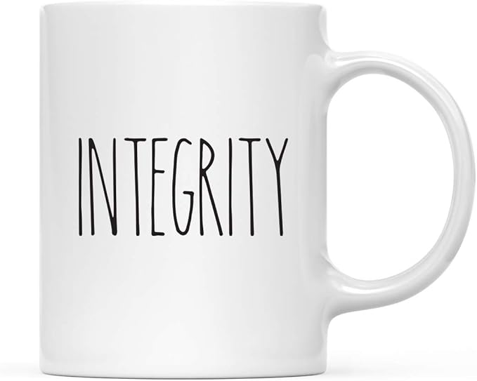 Andaz Press Simple Rustic Farmhouse Kitchen Decor 11oz. Ceramic Coffee Tea Mug, Integrity, 1-Pack, Includes Gift Box, Minimalist Birthday Idea
