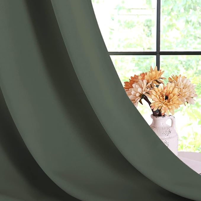 NICETOWN Room Darkening Draperies Window Curtain Panels, Dark Mallard, 2 Panels, W60 x L84 -inch, Thermal Insulated Grommet Room Darkening Curtains for Bedroom